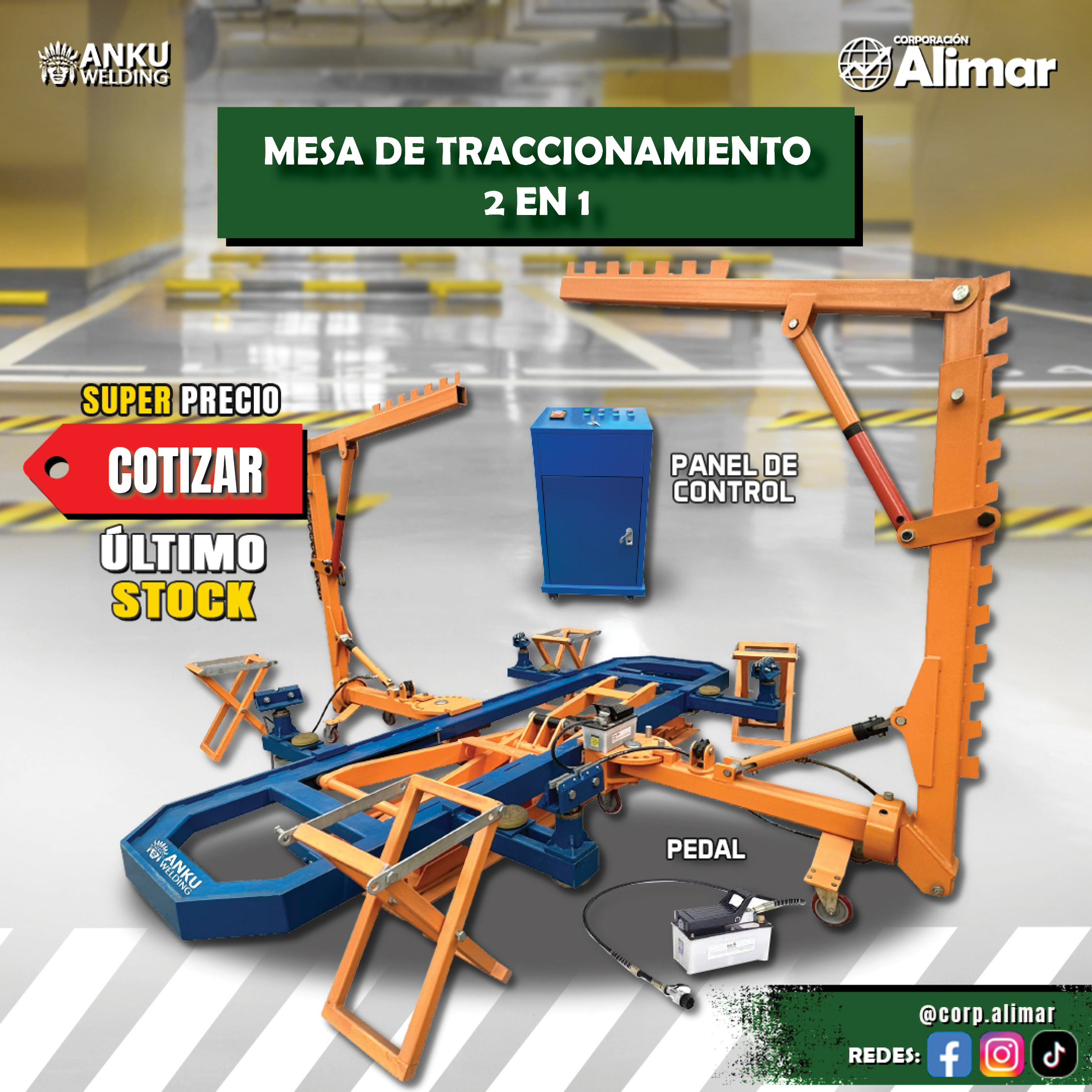 MESA DE TRACIONAMIENTO 2 EN 1 - ELEVADOR Y TRACCIONAMIENTO