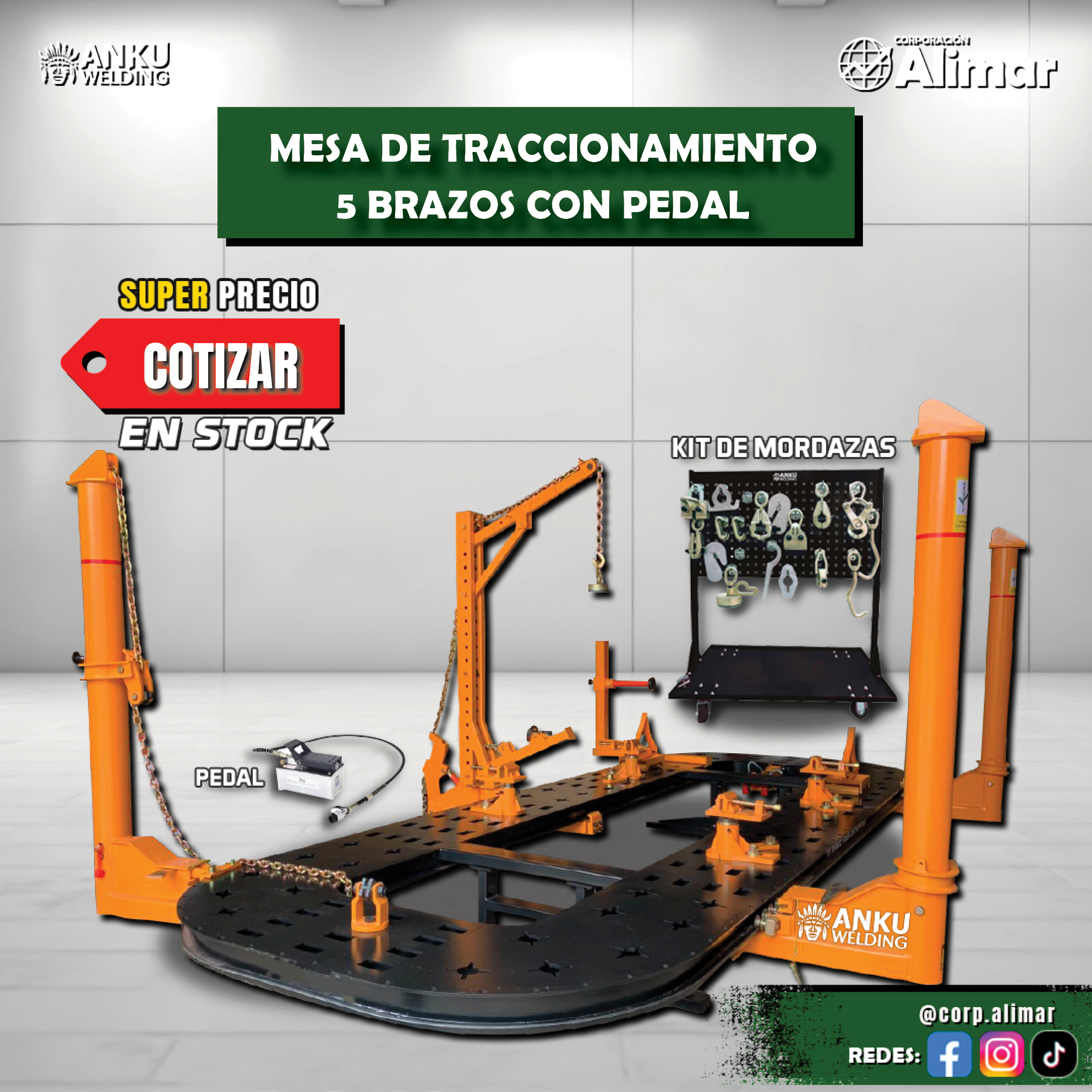MESA DE TRACIONAMIENTO DE 5 BRAZOS CON PEDAL