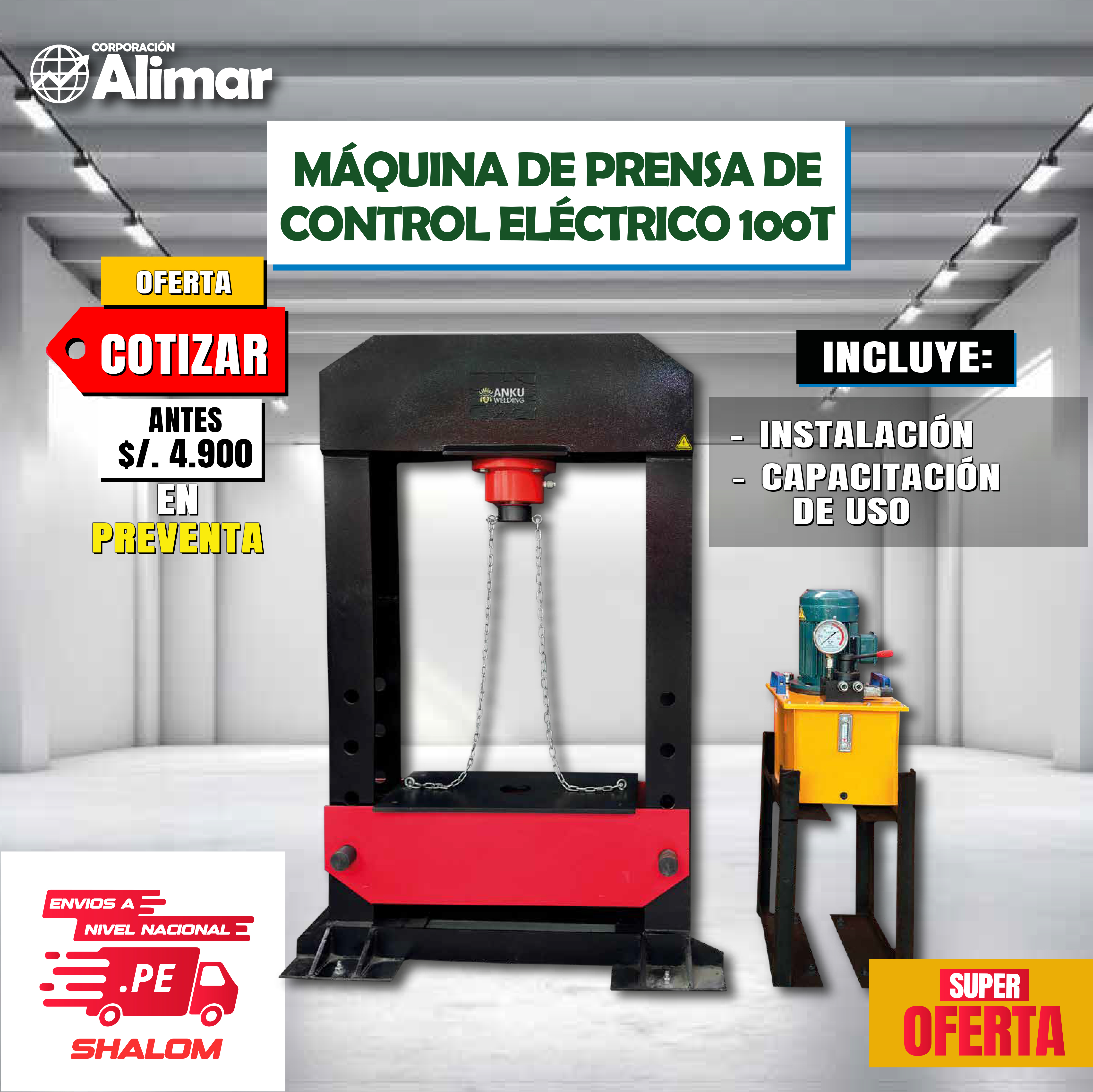 PRENSA ELÉCTRICA DE 100 TONELADAS CON CONTROL ELECTRICO