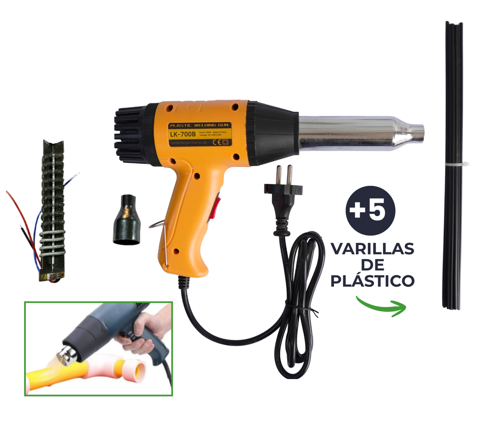PISTOLA DE TERMOFUSIÓN – 100 W DE PODER