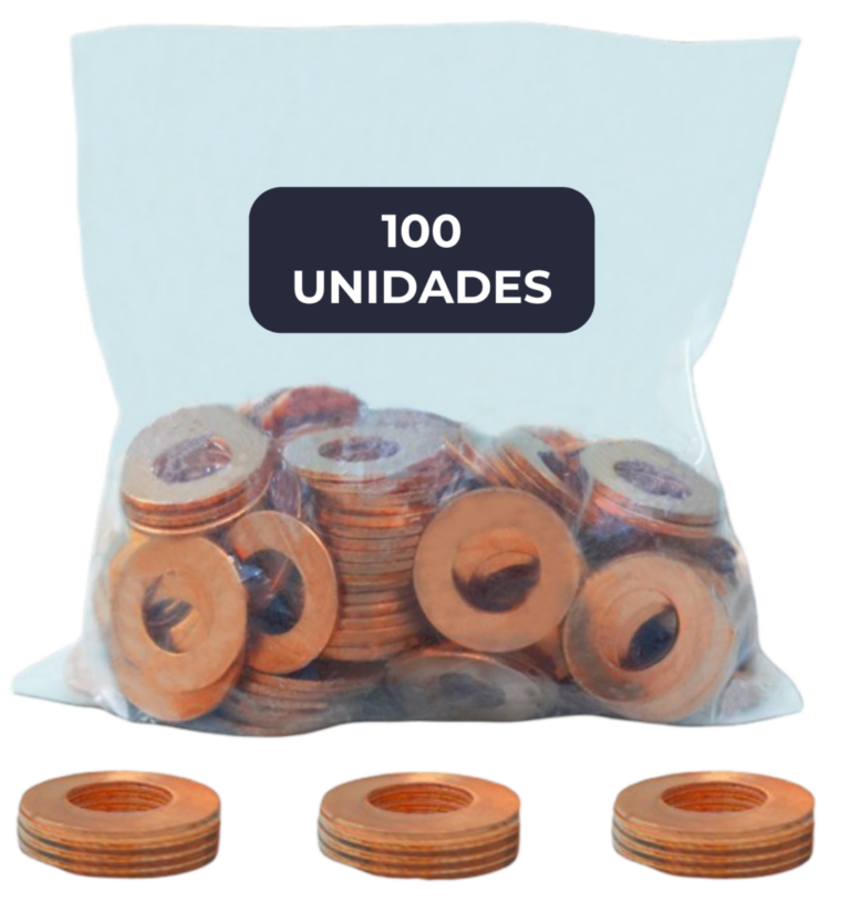 ARANDELA REDONDA DE COBRE – 100 UNIDADES